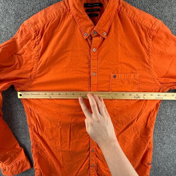 Marc O' Polo Button Up Shirt Oxford Cloth Orange Shaped Fit Cotton Stretch Mem - Picture 5 of 16